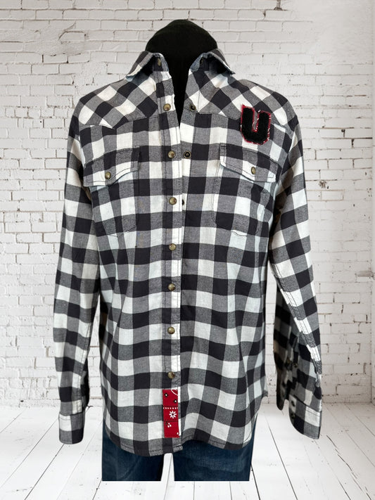 B&W Checkered U of U Flannel